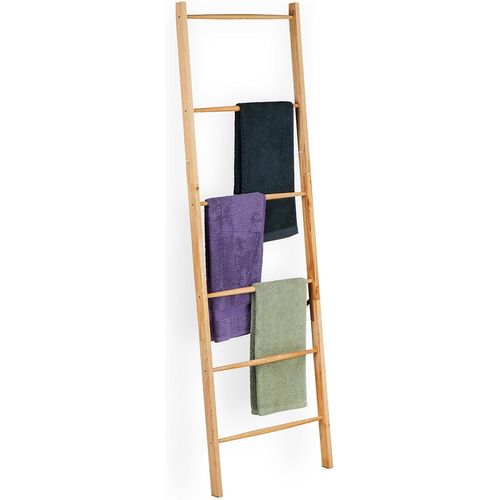 Échelle Porte-Serviettes, 6 Barres, Serviettes, Vêtements, Hxl : 170 X 55 Cm, Salle De Bain, Bois, Nature[RAC62407665]