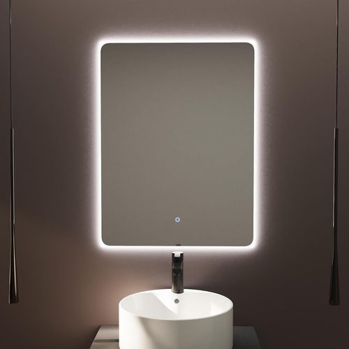 Miroir De Salle De Bain Rectangulaire | 60 X 80 Cm | Led 36W | Retroeclaire | Tactile Avec Antibuee | Lumiere 3 Couleurs 3500K/4000K/6000K | Miroir Avec Eclairage[RAC62407577]