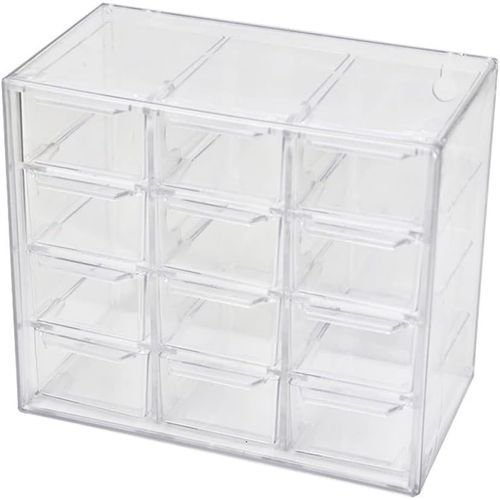 Mini Boîte De Rangement À Tiroirs, Organisateur Transparents Compartiments Pour Stockage De Petites Pièces, Bijoux, Perles, Outils, Maquillage (12 Tiroirs)[RAC62407178]