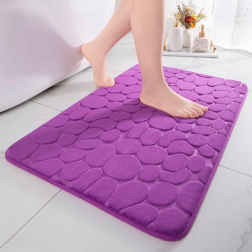 Tapis De Bain En Mousse À Mémoire De Forme Tapis De Bain Absorbant Tapis De Bain Décoratif Tapis Antidérapant Pour Salle De Bain Et Salon - 60 X 90 Cm - Violet[Rac62408005]
