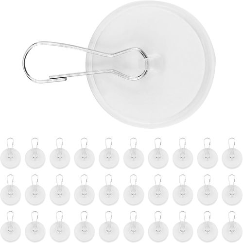 30 Pièces Crochet Plafond Sans Percer, Crochets Adhésifs De Plafond Transparent, Crochet Ventouse, Idéal Pour Décorations De Maison, Salle De Bain Et Chambre À Coucher Avec Clips I[RAC62406665]