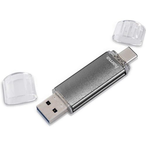 Clé USB 2.0 ""Laeta Twin"" (FlashPen, OTG, aluminium, USB 2.0, jusqu'à 10 Mo/s, 128GB) Gris