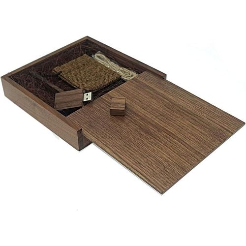 Desuerte Clé USB 2.0 en bois de noyer - Clé USB 2.0 - 16 Go - Avec élégante boîte en noyer et touche personnalisée - Parfait pour les mariages, les vacances, les cadeaux bien pensés