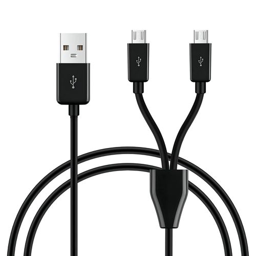 Câble répartiteur USB vers micro USB,câble micro USB 2 en 1,USB 2.0 A mâle vers 2 micro USB mâles 1 vers 2 micro USB mâles,câble adaptateur de synchronisation et de charge - Noir
