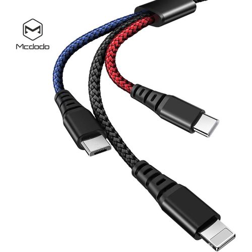 Câble de Charge USB Multifonction avec câble de Chargement USB,Courant 2,4 A 1,2 m en Nylon tressé 3 en 1 pour téléphones Portables,tablettes et Plus