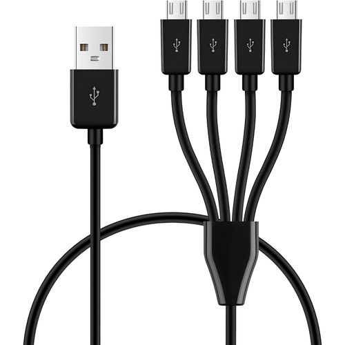 Câble répartiteur USB vers micro USB,câble de charge multi-USB 4 en 1,USB 2.0 A mâle vers quatre micro USB mâle 1 vers 4,câble adaptateur de synchronisation noir