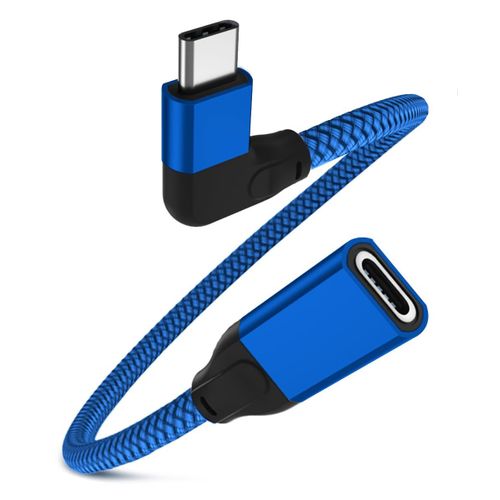 Câble Extension USB C 0.2M,Coudé USB-C 3.1 Gen2 10Gbps Cordon Femelle à Mâle 90 Degrés TypeC,Rallonge Adaptateur Thunderbolt 3 pour Nintendo Switch,MacBook Pro,iPad Air Mac,Surface Go,iPhone 15