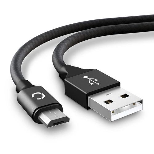 Câble Micro USB vers USB A 2.0 transfert de données 2A et charge - 2m noir Nylon data communication