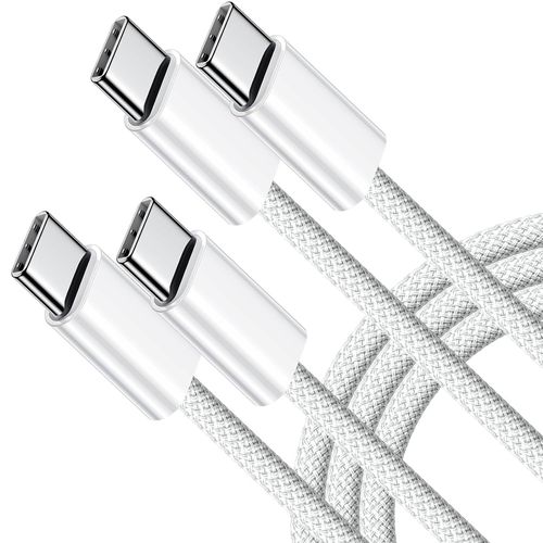Lot de 2 câbles de charge USB C vers USB C - 0,9 m - 60 W - En nylon tressé - Charge rapide pour iPhone 15 Pro Max Samsung Galaxy iPad Pro MacBook Pro