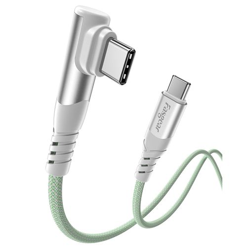 Câble USB C vers USB C 100W - 1,8 m USB 2.0 de type C vers type C PD 5A à charge rapide à angle droit compatible avec i-Pad Air 5,Google Pixel Slate,Mac-Book Air 2020 Surface Go (Vert)