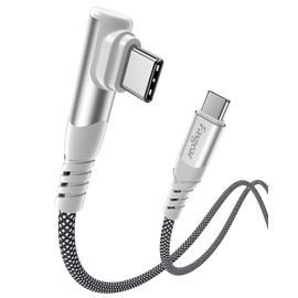 Câble USB C vers USB C 100 W - 1 lot de 0,9 m USB 2.0 Type C vers type C PD Câble 5A charge rapide angle droit compatible avec i-Pad Pro/Air/Mini|Mac-book Pro/Air|Sam-sung Galaxy