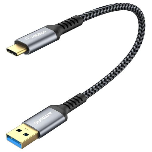 Câble USB Type C vers USB 3.1 Gen 2 Court 0,3 m Données 10 Gbit/s et câble de charge rapide 3 A pour iPhone 15/15 Pro,Galaxy S21,SSD,Android Auto