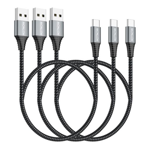 court câble USB C 0,5 m 3 pack,50 cm Câble de charge rapide pour chargeur USB-C Pour les appareils Samsung Galaxy s10 s9 s8 plus note 9 8 et type C