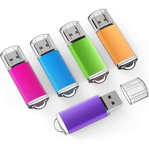 Lot de 5 clés USB 2.0/3.0 Bleu/violet/rose/vert/orange 1 Go