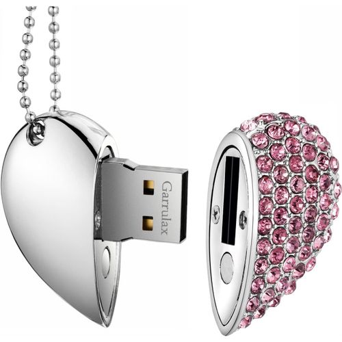 Clé USB 3.0 haute vitesse en forme de c?ur et diamant 32 Go Rose