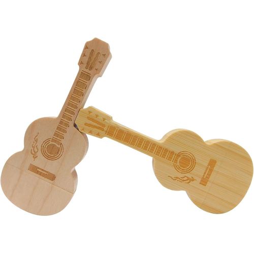 Lot de 2 clés USB en Forme de Guitare 4 Go - en érable et Bambou - Cadeau d'affaires