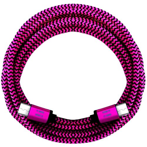 Câble de charge rapide USB-C vers USB-C en nylon de type C de 20 cm pour téléphone portable,tablette,smartphone - Rose