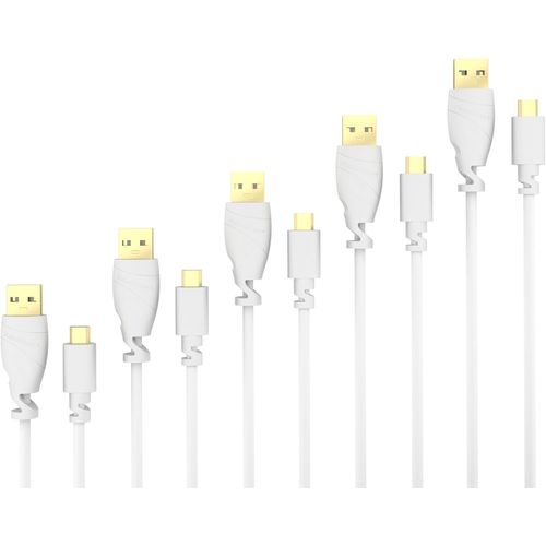 5x 1m Câble Micro USB (USB 2.0,câble de charge et synchro,blanc) TOP Series