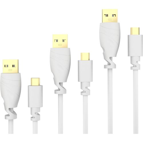 3x 1m Câble Micro USB (USB 2.0,câble de charge et synchro,blanc) TOP Series