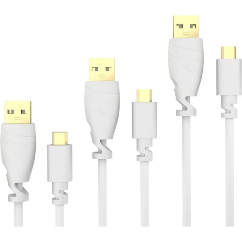3x 0,5m Câble Micro USB (USB 2.0,câble de charge et synchro,blanc) TOP Series