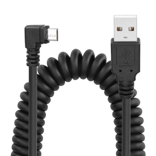 Câble micro USB spiralé,câble de chargement et de synchronisation de données USB 2.0 vers micro USB à 90 degrés pour Smartphone Tablette Chargeur mural pour voiture (droit à droite)