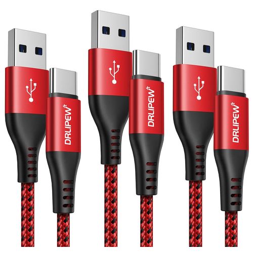Câble Chargeur Pour Samsung A52 A32 A42 A72 A52s Galaxy S21 S20 Plus Ultra 5g S10 S9 S8 S10e,Note 10 9 8,Redmi Note 9t 9 8t 8 Pro 8,Sony Xperia Xz,Cordon Usb Type C 3a Charge Rapide 1m 1m 2m-Rouge