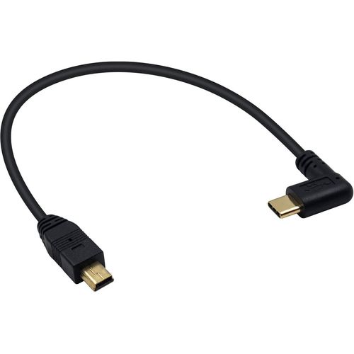 Câble USB C vers Mini USB,Câble Mini USB vers USB C 90 degrés,Convertisseur USB 3.1 Type C mâle vers Mini USB mâle pour Appareil Photo,MP3 et Autres Dispositifs Mini USB 26CM