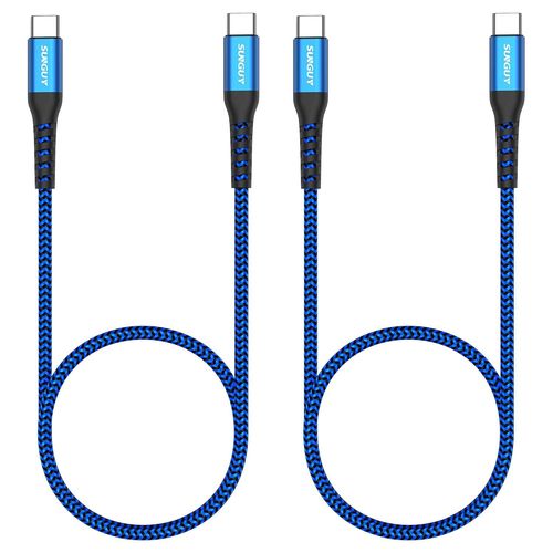 Câble USB C vers USB C,2 x 0,5 m PD 60 W de type C vers type C,Câble de charge rapide pour iPad Pro 2020,MacBook Pro 2020,iPad Air 4,Samsung S20 S10 S9,Xiaomi,Huawei etc-Bleu