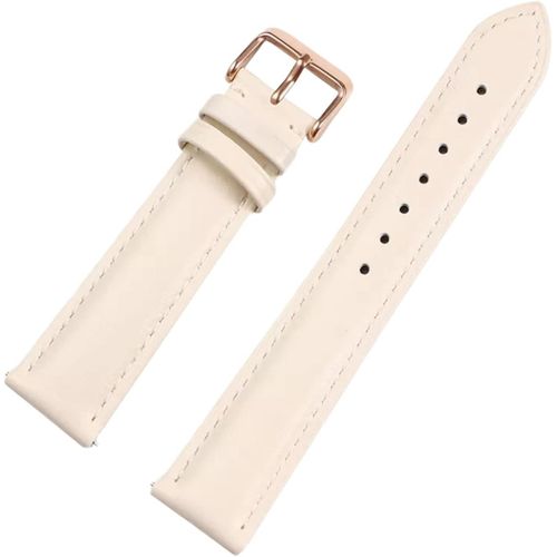13mm Boucle Ardillon Pour Hommes Et Femmes Bracelet En Cuir De Veau À Grain Lisse Avec Barres À Ressort À Dégagement Rapide - Beige-Rosegold