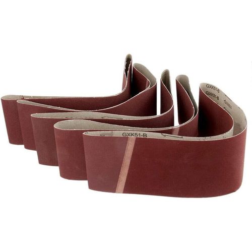 75 mm x 533 mm Bandes abrasives pour ponceuse Outil abrasif pour matériaux de construction/textile/bois/polissage des métaux (5 pièces, 100 grains)