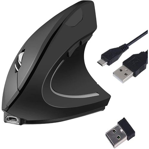 Souris verticale sans fil ergonomique, souris optique rechargeable optique 2.4G haute précision réglable800/12001600DPI,5boutons pour PC/Ordinateurportable/Mac