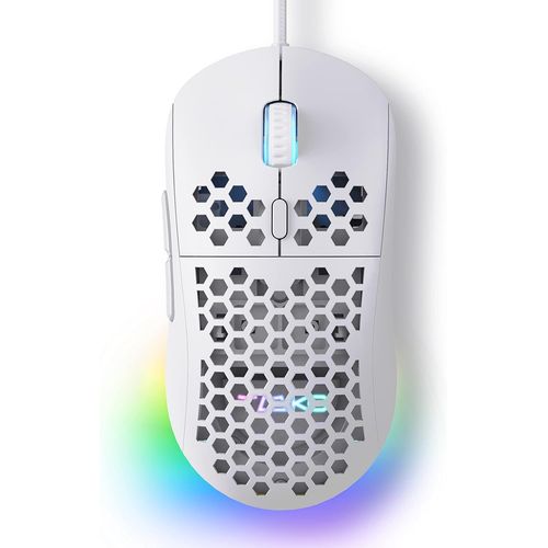 TMKB M1SE Souris Gamer,Souris Gaming PC avec capteur Optique 12800 DPI Gaming Mouse, 6 Boutons programmables, RGB Personnalisable, Ergonomique Filaire Souris Filaire Ordinateur - Blanc