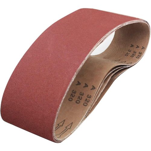 Bandes abrasives 100 x 915 mm,Bande abrasive grains 320, pour ponceuse à bande, Pour poncer, polir le métal, le bois, limer, affûter et dérouiller(5 pièces)