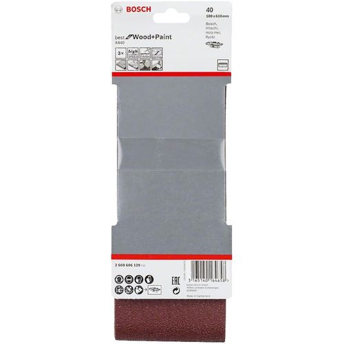 Professional 3 pcs. Kit Bande Abrasives X440 Best for Wood and Paint (pour Bois et Peinture, 100 x 610 mm, Grain 40, Accessoires pour Ponceuses à Bandes Abrasives)