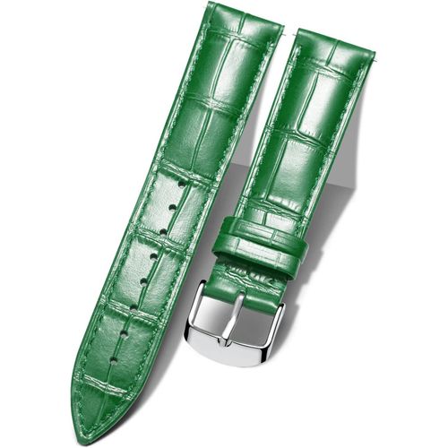 19mm Bracelet De Montre En Cuir Crocodile Véritable Remplacement Montre Bracelet À Dégagement Rapide Etanche - S-Vert