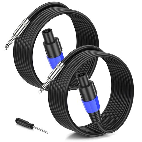 1M 2pack Speakon à 1/4"" TS câble haut-parleur M-M pour amplificateur audio 12 Guage Cord Wire avec Twist Lock DJ/PA mâle pour Heavy Duty Audio
