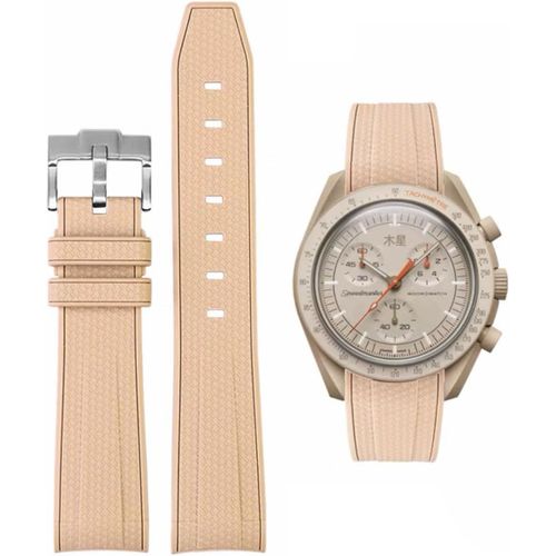 Bracelet De Montre 20mm O X Swatch Moons Montre Watch Montre Silicone Hommes En Acier Inoxydable Boucle Bracelet De Remplacement Bracelet Original O Speedmaster - Brun Clair