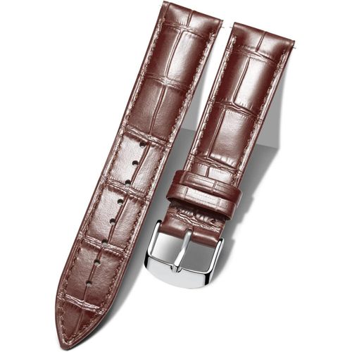 19mm Bracelet De Montre En Cuir Crocodile Véritable Remplacement Montre Bracelet À Dégagement Rapide Etanche - S-Brun