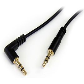 StarTech.com Câble audio slim Mini-Jack 3,5 mm vers Mini-Jack 3,5 mm coudé à angle droit de 1,8 m - M/M (MU6MMSRA)