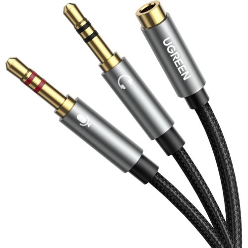 Adaptateur Jack Audio Stéréo 3.5mm Adaptateur Micro Casque Femelle vers 2 Mâle Câble Splitter Y Jack Audio Compatible avec Ordinateur PC Haut Parleur Enceinte 20cm