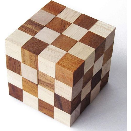 Jeu Casse Tête À Partir De 12 Ans Difficulté 6/6. En Bois Massif Aux Normes Ce, Marque Française Le Délirant®. Grand Modèle De 64 Pièces Très Difficile, Serpent Snake Cube Puzzle 3d.