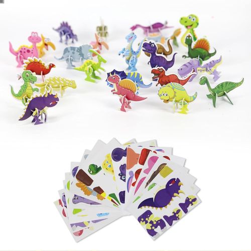 Lot de 25 puzzles 3D pour enfants, puzzles de dessin animé, jouets Montessori éducatifs pour les tout-petits, cadeau pour garçons et filles (dinosaure)