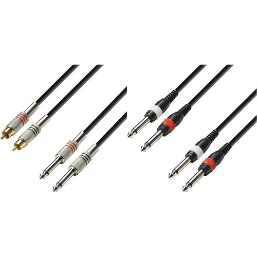 Cables K3TPC0600 Câble audio 2 x RCA mâle vers 2 x jack 6,3 mm mono, longueur 6 m & Cables K3TPP0600 Série 3 Star Câble Audio 2 x Jack 6,35 mm Mono vers 2 x Jack 6,35 mm Mono 6 m