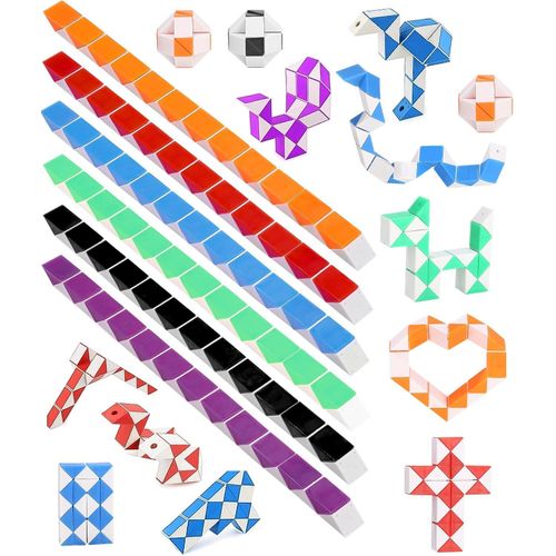 30 pièces Serpent Magique avec 24 Blocs,Serpent Magic, Cadeau Anniversaire Enfants,Twist Puzzle Twisty Toy,Anti Stress Enfant,Magic Snakes,Petits Cadeaux Anniversaire,Jouet pour garçon et Fille