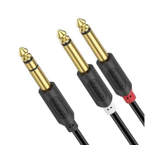 6.35 mm to 2 x 6.35 mm Câble, Plaqué Or Série Audiowave 6.35mm (1/4 Pouce) Mâle TRS à Double 6.35mm (1/4 Pouce) Mâle TS Câble d'insertion Mono Adaptateur Audio stéréo Y Splitter Câble