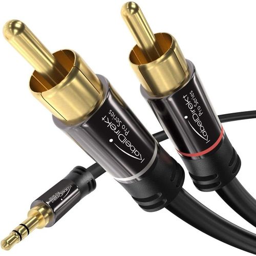 2m - Câble Adaptateur RCA/3,5 mm vers 2 mâles (câble Audio Splitter Y, pour connecter Les Smartphones/Ordinateurs Portables et Autres équipements systèmes Hi-FI/Hauts-parleurs)