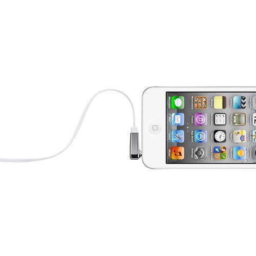 Câble auxiliare audio 3.5mm M/M plat et coudé - 90 cm - Blanc