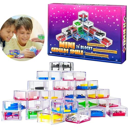 Jeux De Patience, 24 Pièces Mini Casse-Têtes Pochettes, Jeux De Patience Pour Enfants, 3d Labyrinthe Cubes Billes Éducatifs Jouets, Jeu De Patience Cadeau, Jeu D'adresse Pour Enfants Adultes