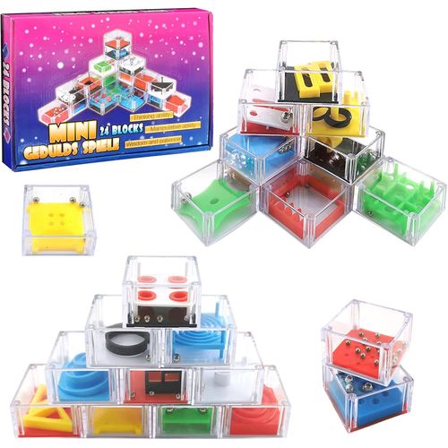 Mini Casse-Têtes Enfant, 24 Pièces Casse Tete Enfant Labyrinthe 3d, Mini Casse-Têtes Pour Pochettes, Jouets Éducatif Magic Cube 3d Labyrinthe, Mini Casse-Têtes Jouets D'anniversaire