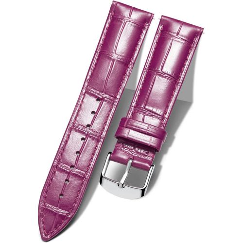 20mm Bracelet De Montre En Cuir Crocodile Véritable Remplacement Montre Bracelet À Dégagement Rapide Etanche - S-Amarante